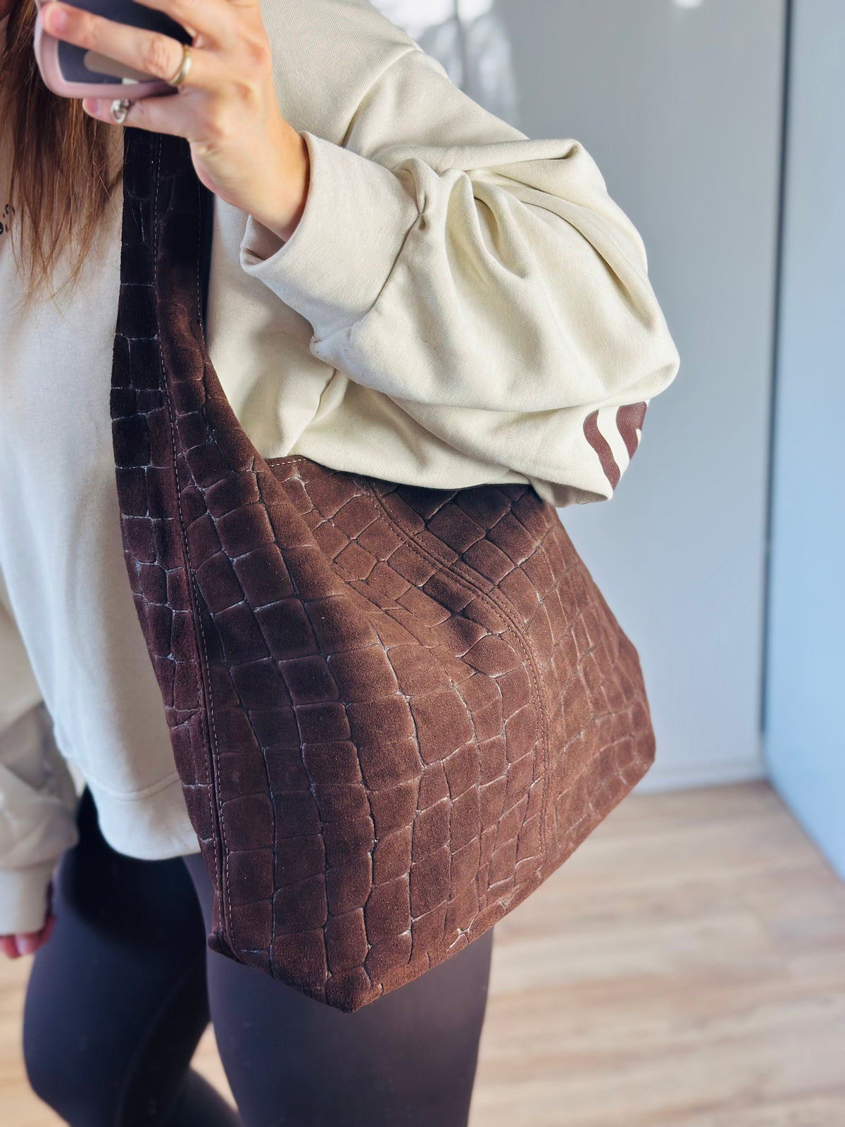 Tas Loreen Croco | Donkerbruin