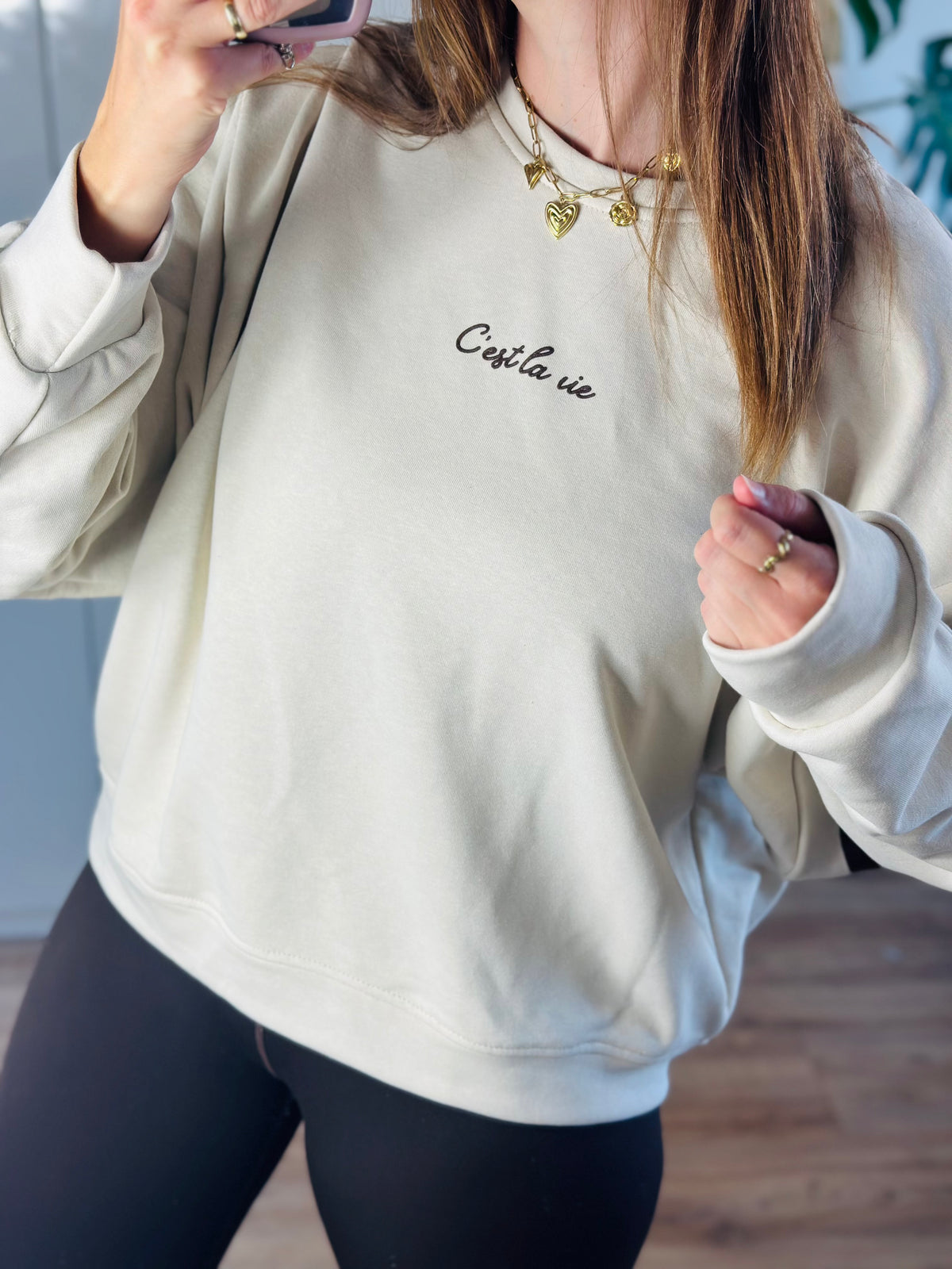 Trui 'C'est La Vie' | Beige