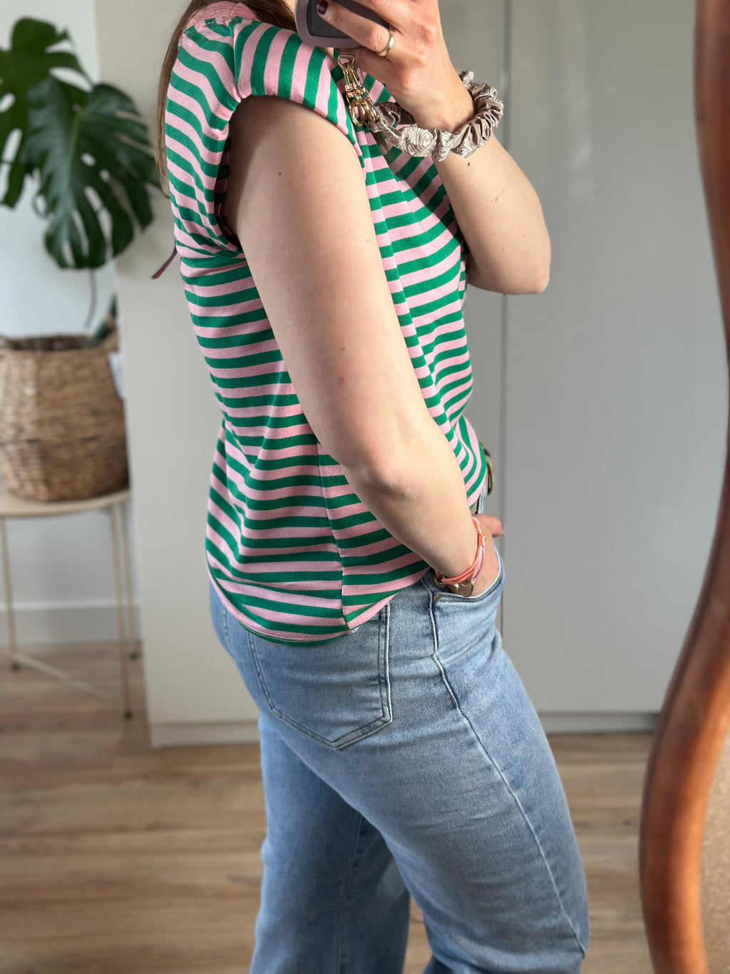 Groen Roze Gestreepte Top | Top Suus