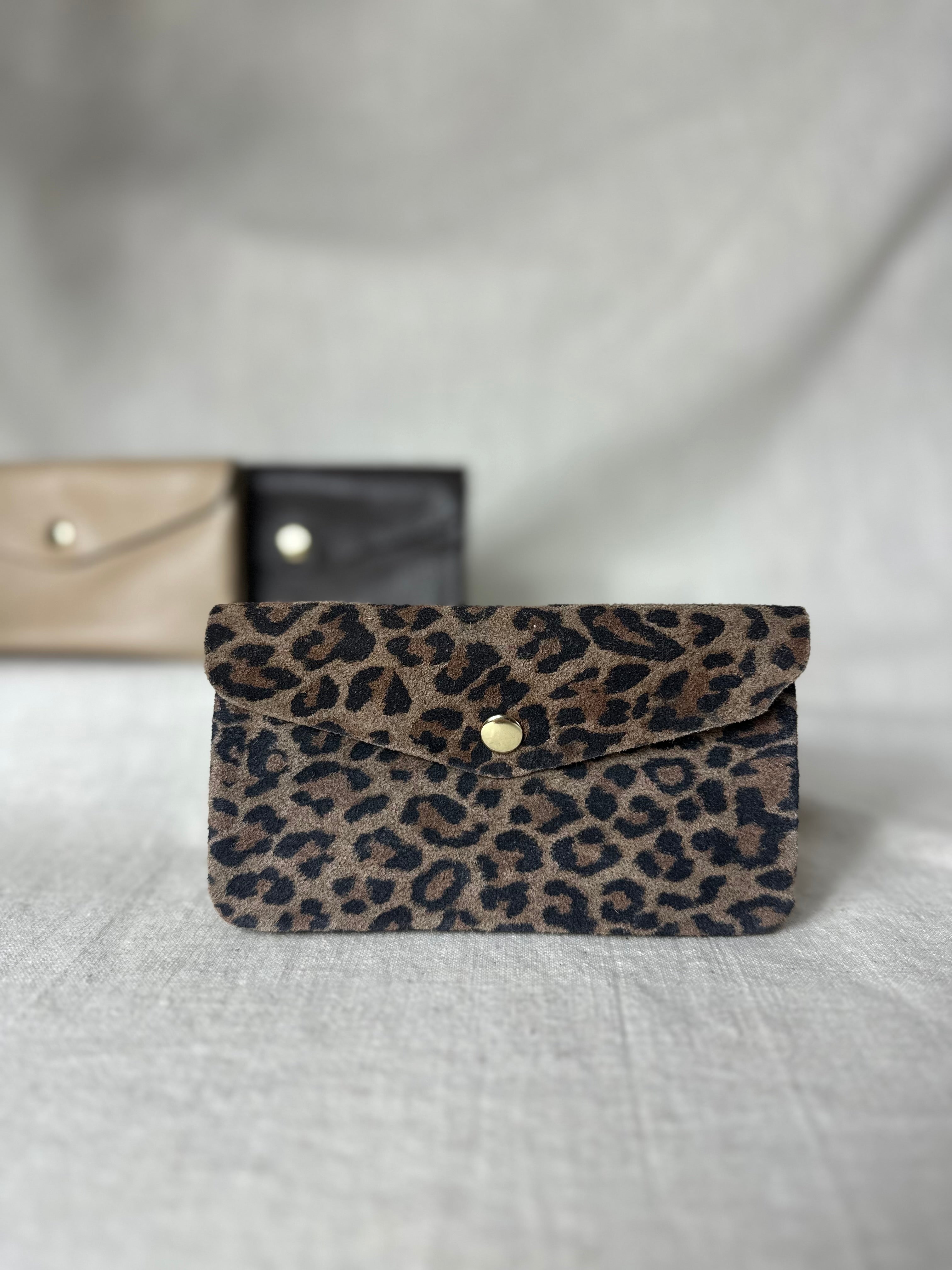 Suede panter luipaard portemonnee