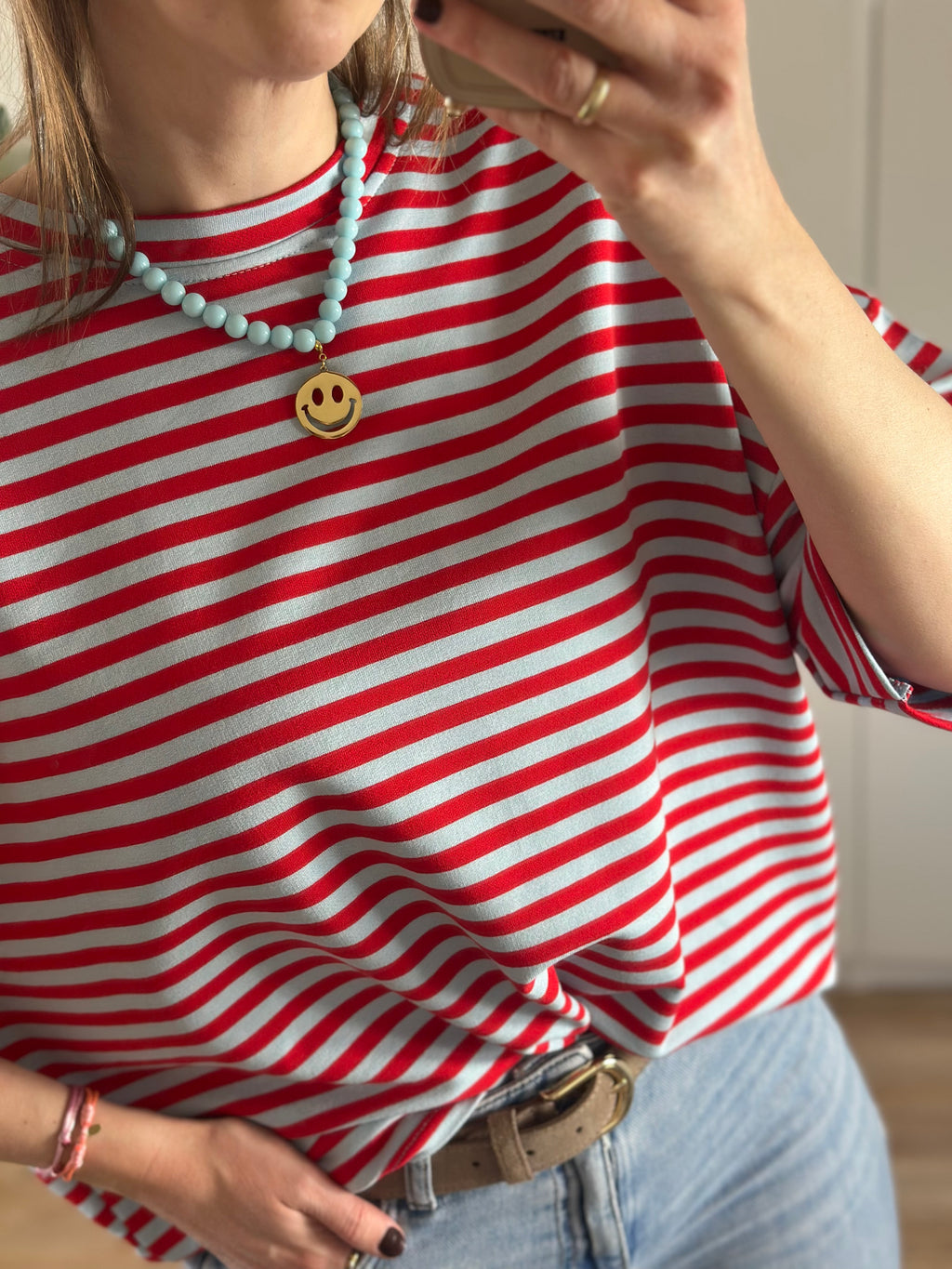 Rood Blauw Gestreept T-shirt | Top Floor