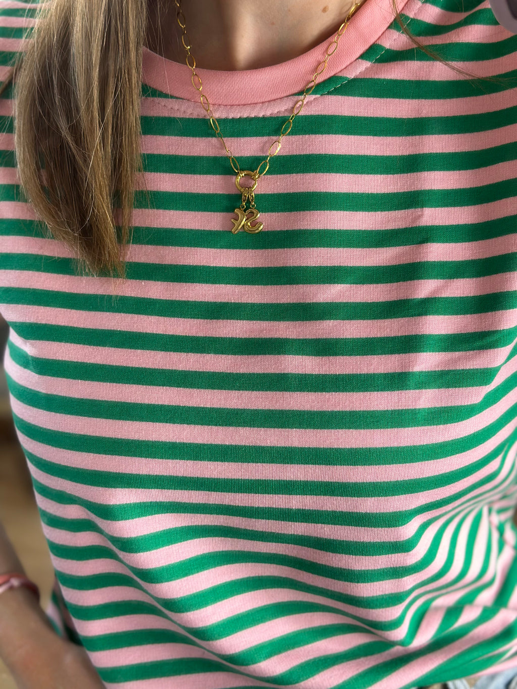 Groen Roze Gestreepte Top | Top Suus