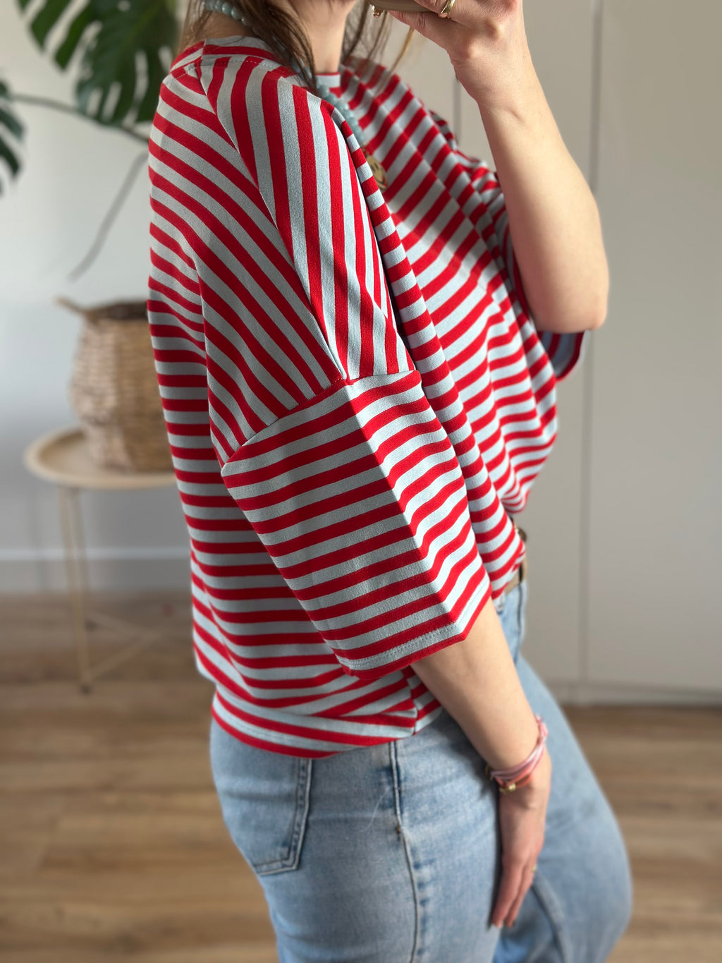 Rood Blauw Gestreept T-shirt | Top Floor