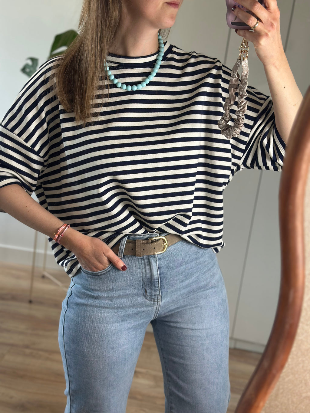 Blauw Wit Gestreept T-shirt | Top Floor