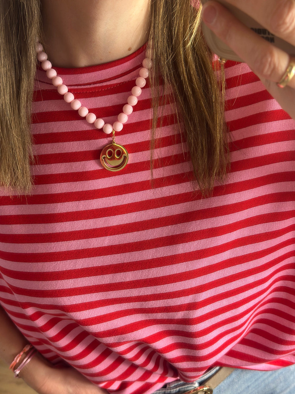 Roze Rood Gestreept T-shirt | Top Floor