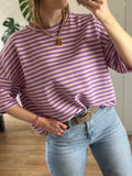 Lila roze gestreept t-shirt maen conceptstore