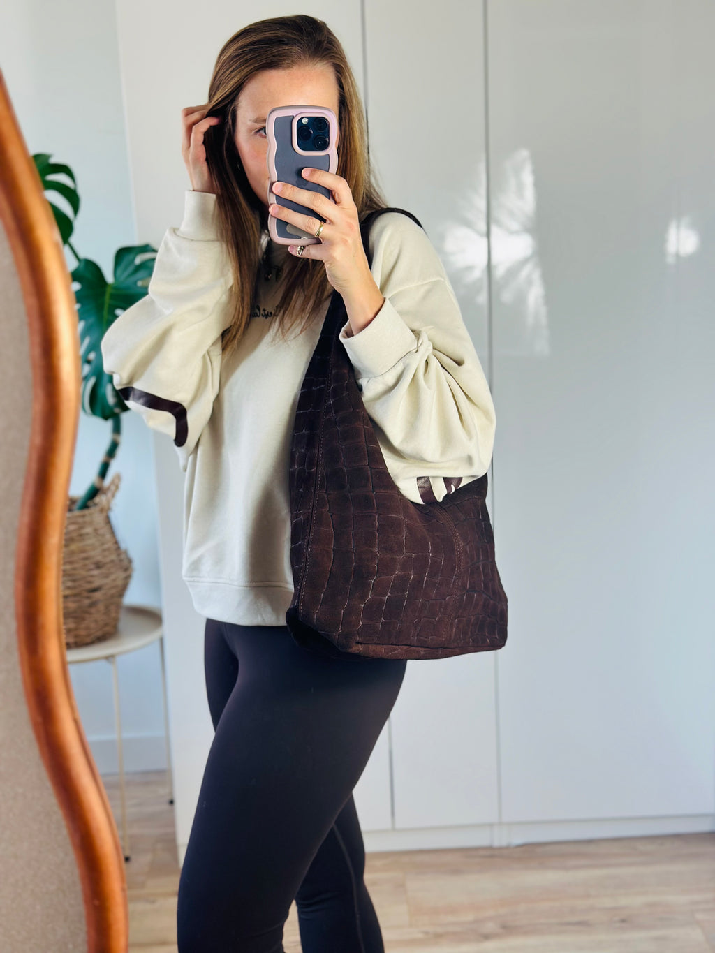 Tas Loreen Croco | Donkerbruin