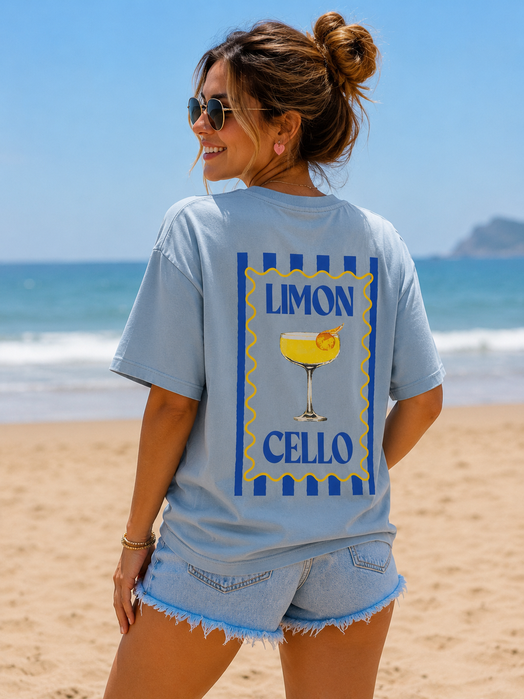 T-shirt 'Limoncello' | Blauw