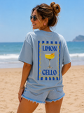 T-shirt 'Limoncello' | Blauw
