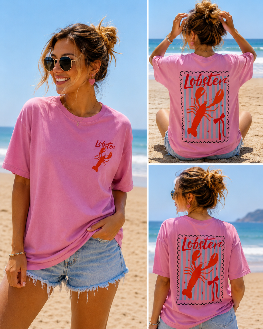 T-shirt 'Lobster' | Roze