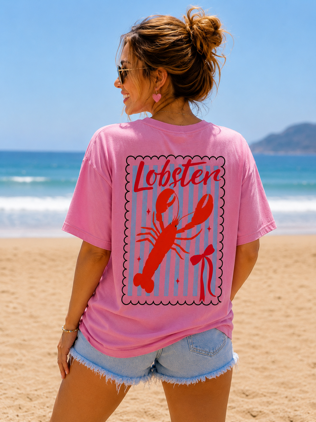 T-shirt 'Lobster' | Roze
