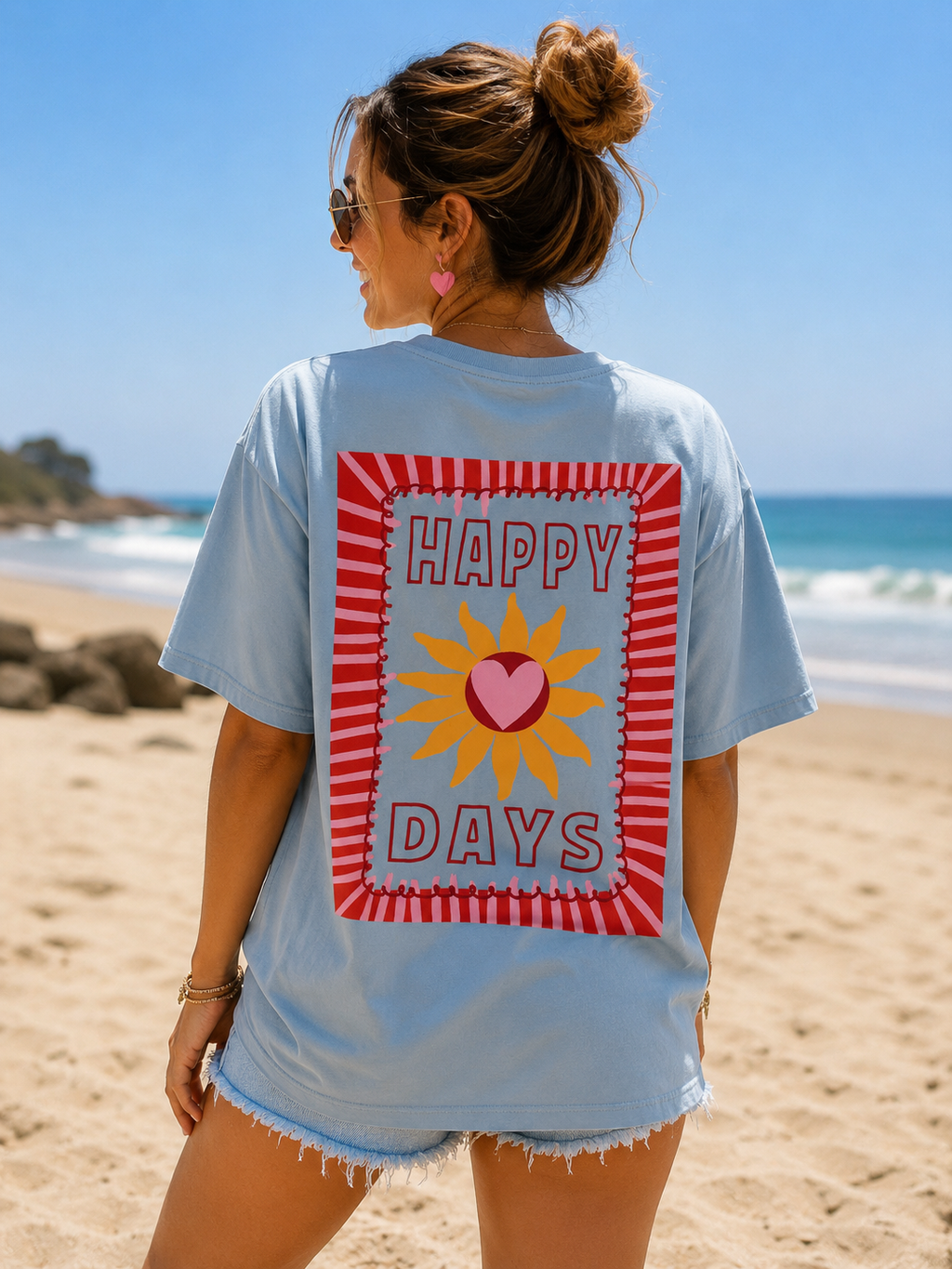 T-shirt 'Happy Days' | Blauw