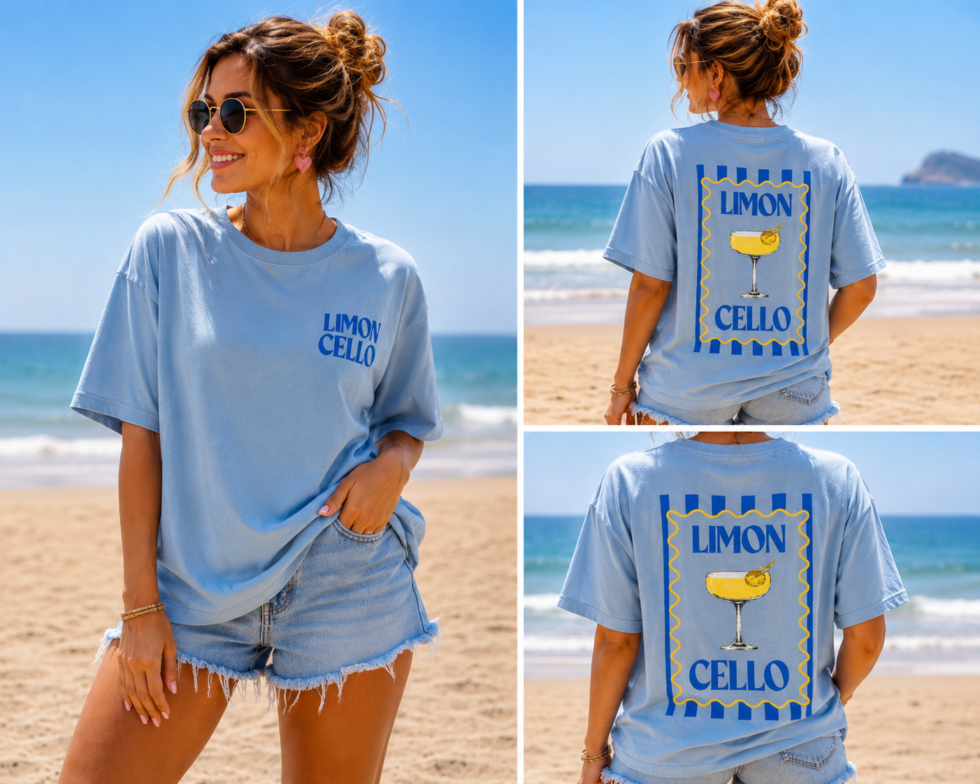 T-shirt 'Limoncello' | Blauw