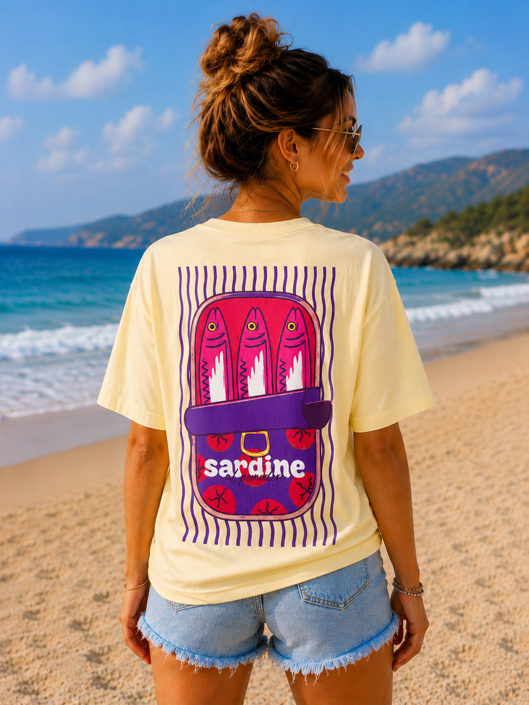 T-shirt ‘Sardine’ | Geel