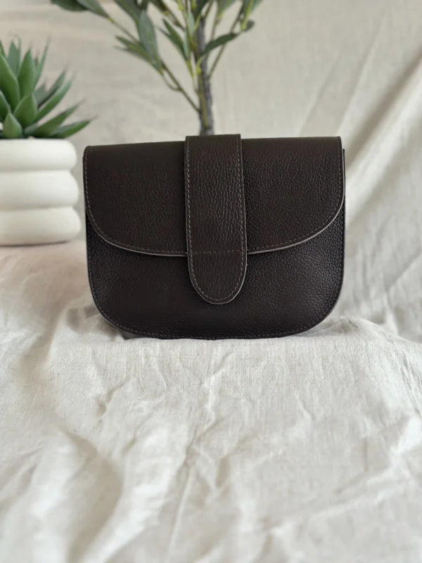 Bruin leren tas voor dames donkerbruin